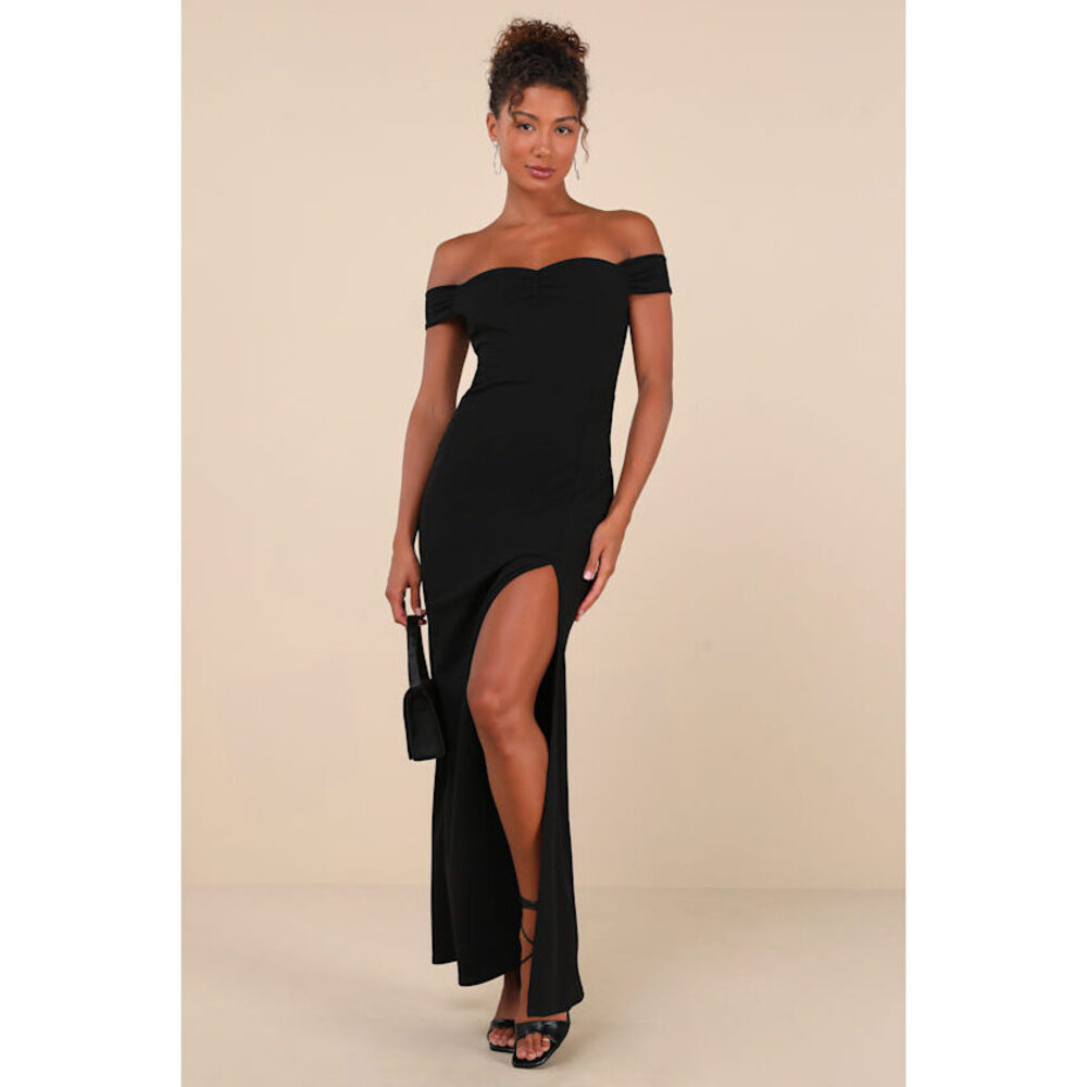 🆕Black Off-the-Shoulder Mermaid Maxi Dress